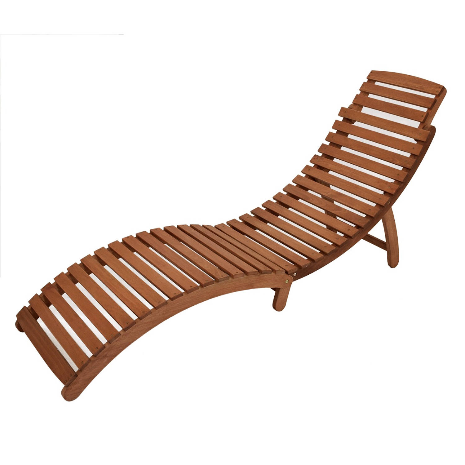 Degamo-ligstoel-ligbed-loungestoel PANAMA met rood kussen -opvouwbaar- acacia geolied--FSC®-gecertificeerd