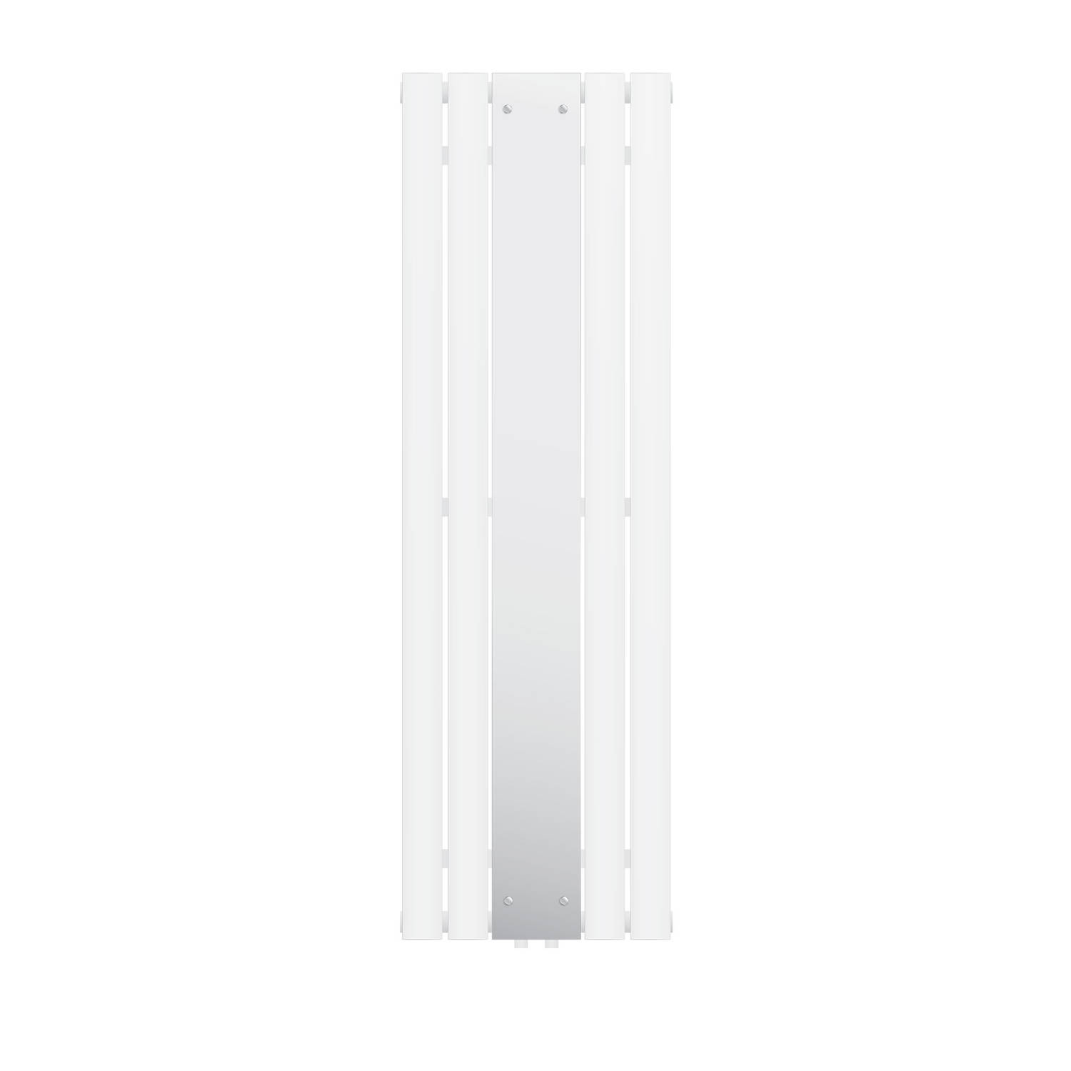 LuxeBath badkamer radiator vlak 1600 x 450 mm wit met spiegel, design paneelradiator middenaansluiting verwarming, vlakke radiator verticaal enkellaags, spiegelradiator glas radiat