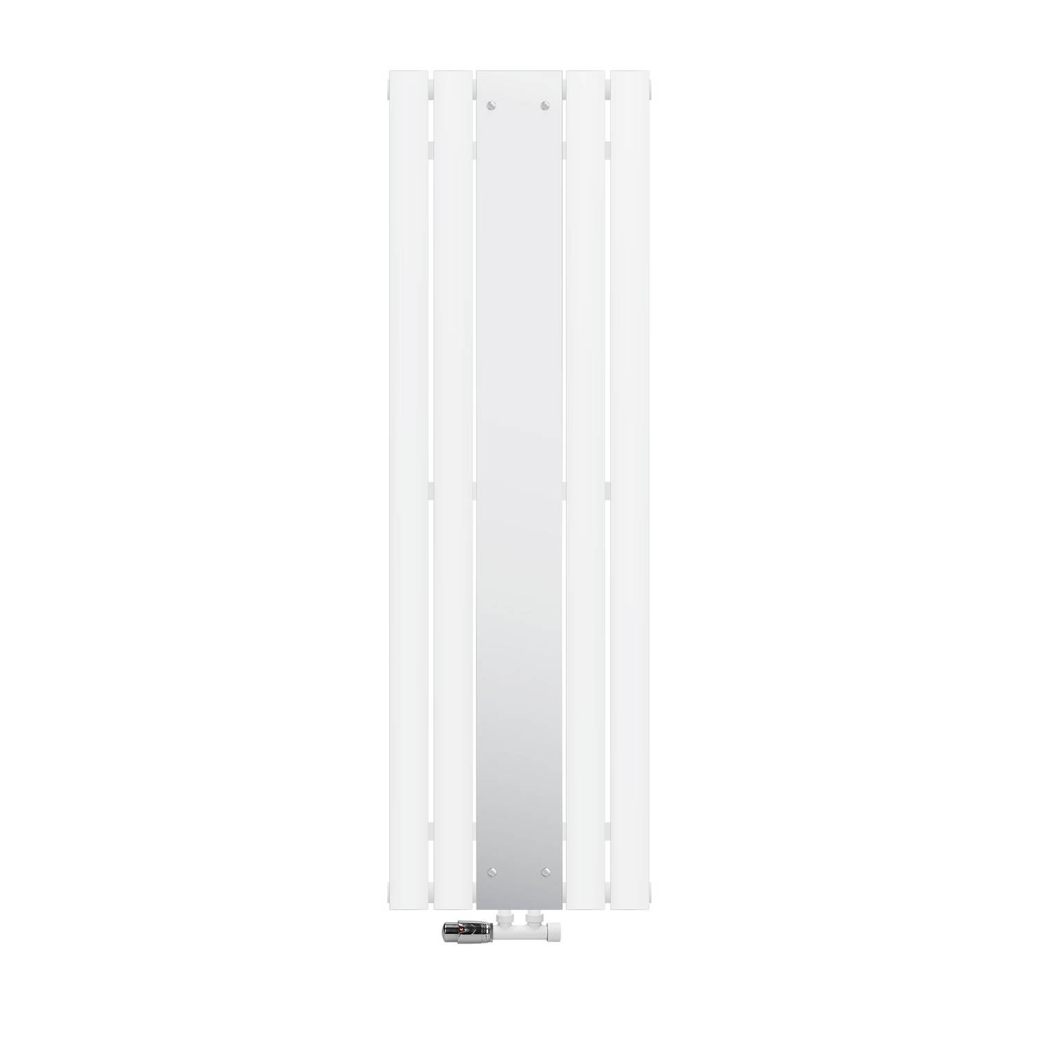 Platte badkamerradiator met spiegel en muurbevestiging set 1600x450 mm wit ML-Design