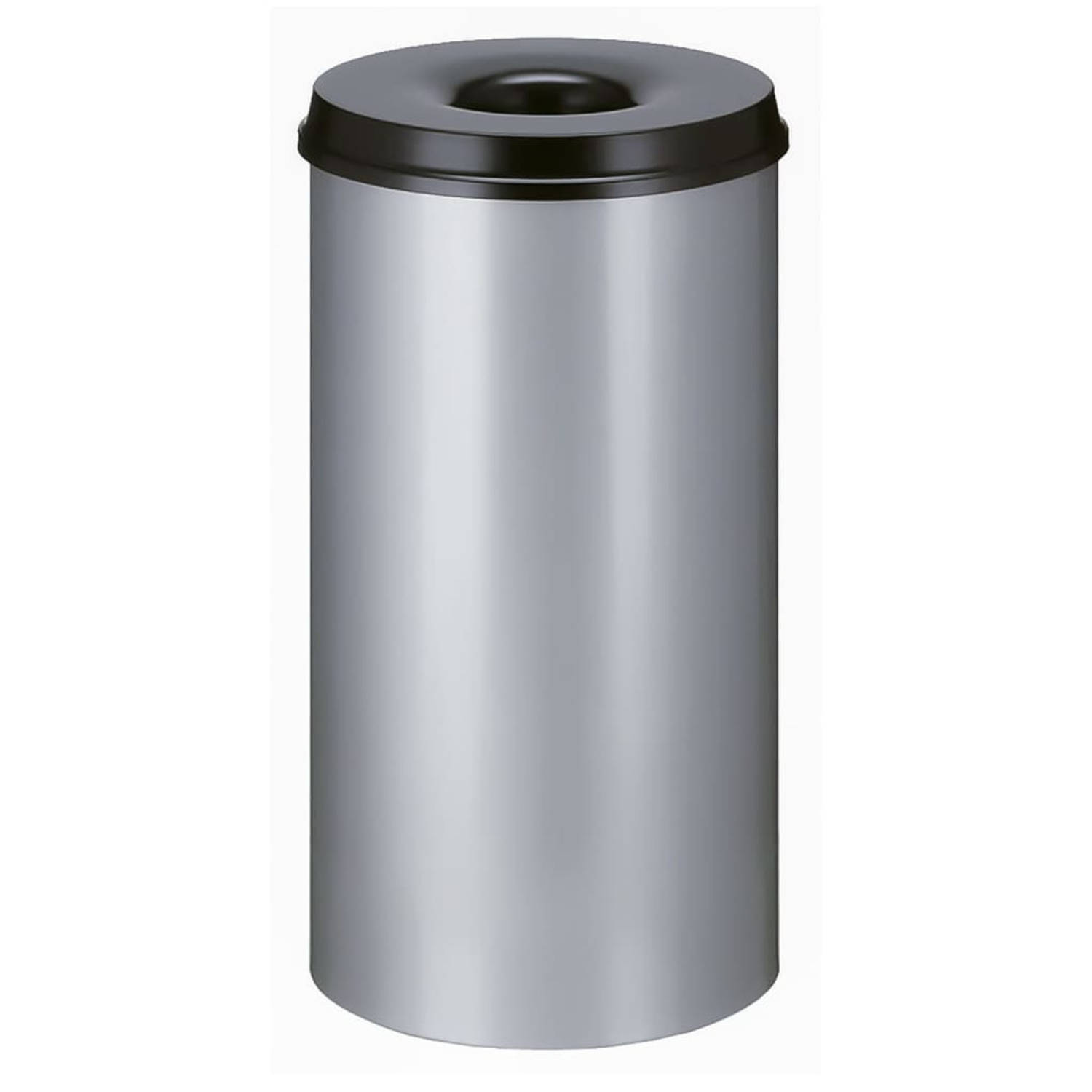 Afvalbak Vlamdovend 50 liter, Aluminium-Zwart