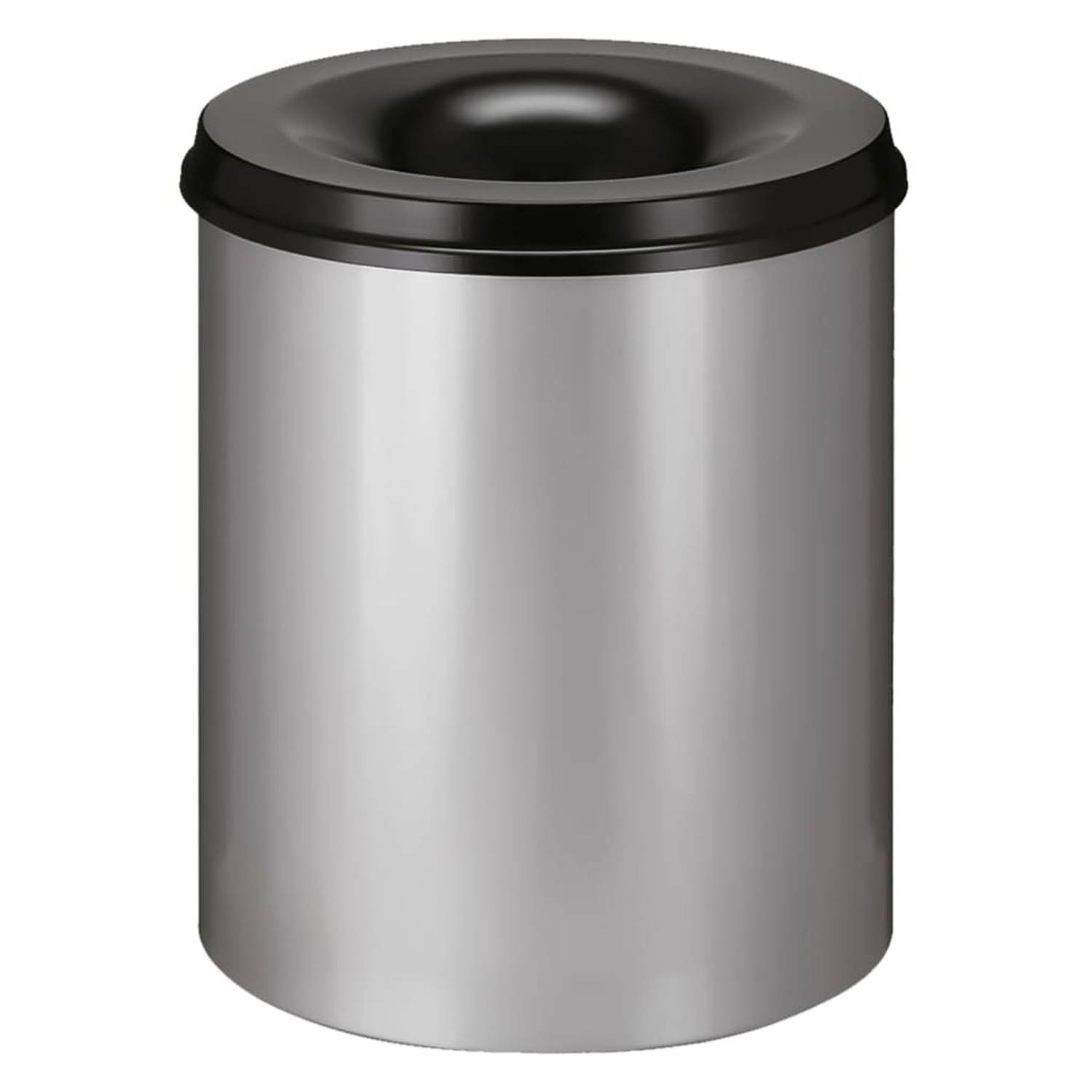 Afvalbak Vlamdovend 80 liter, Aluminium-Zwart