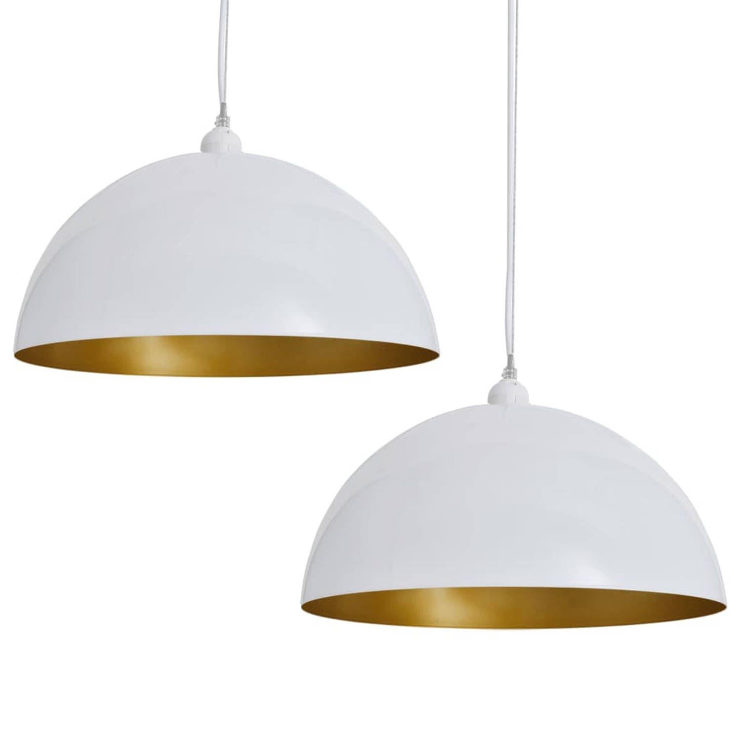 Halfronde metalen hanglamp (wit, set van twee)