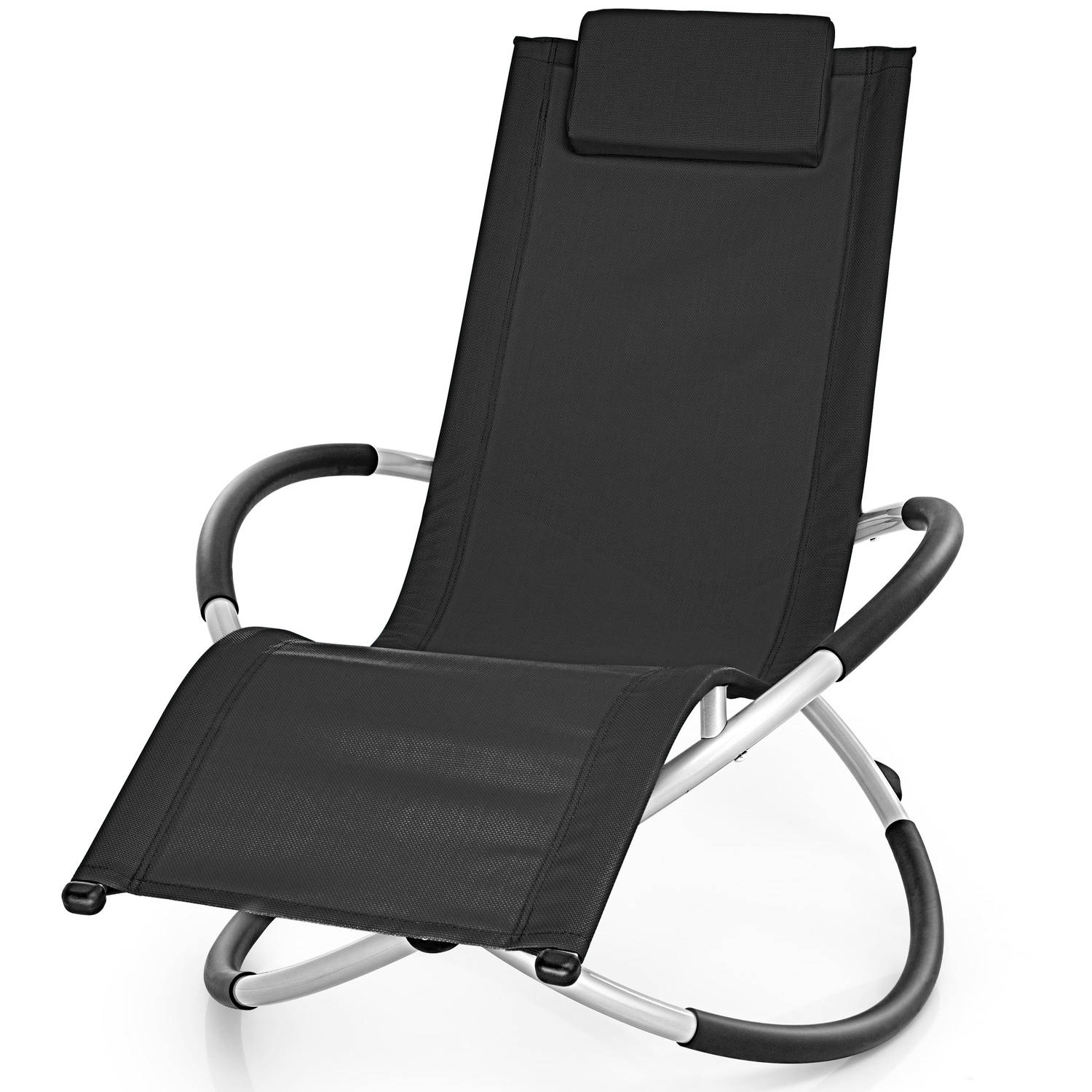 Tillvex Ligstoel zwart relaxstoel schommelstoel lounger