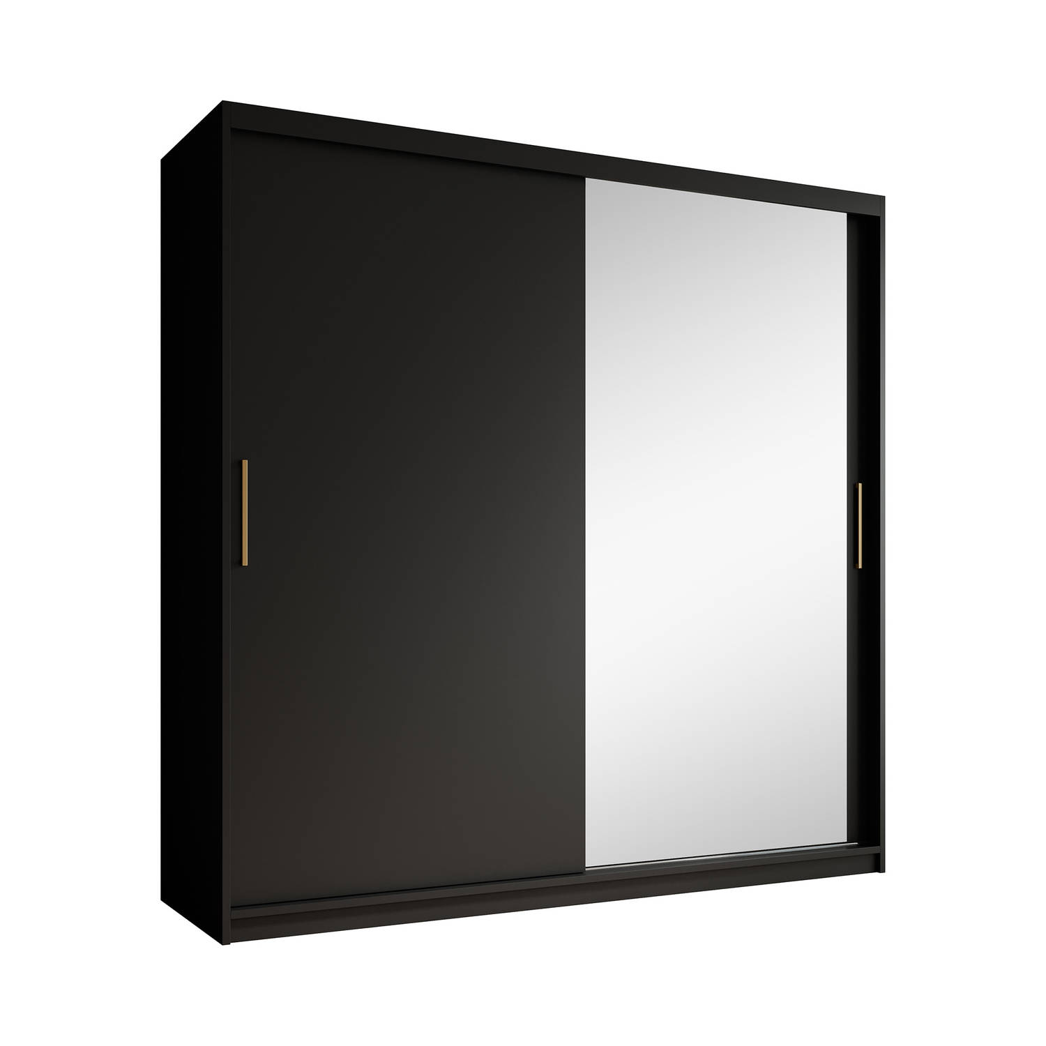Meubella - Kledingkast Mandalin - Zwart - 200 cm - Met spiegel