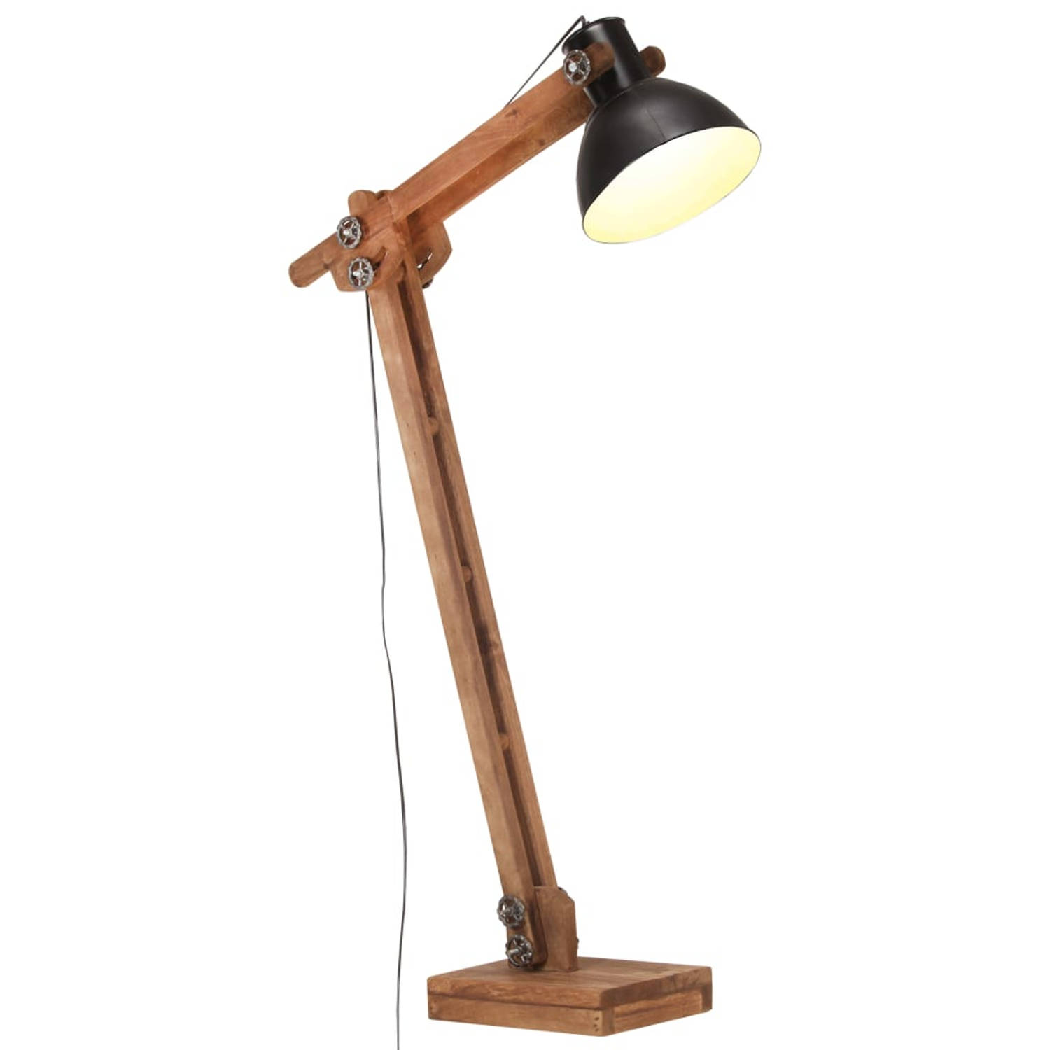 The Living Store Vloerlamp - Mangohout - IJzer - Zwenkarm - 30x28cm Kap - E27 Fitting - 25W Max