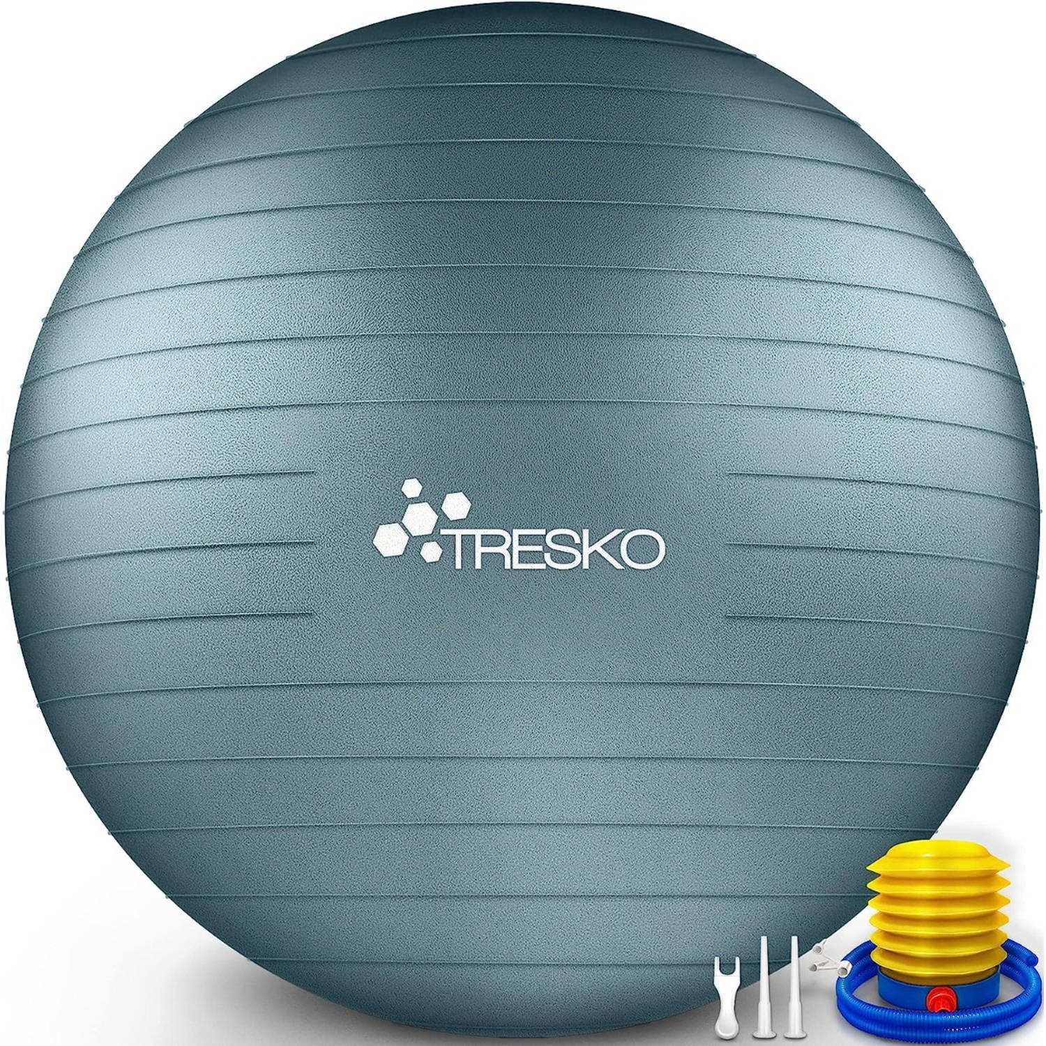 De volgende Hoge blootstelling donor Fitnessbal, yogabal met pomp - diameter 55 cm - Grey Blue | Blokker