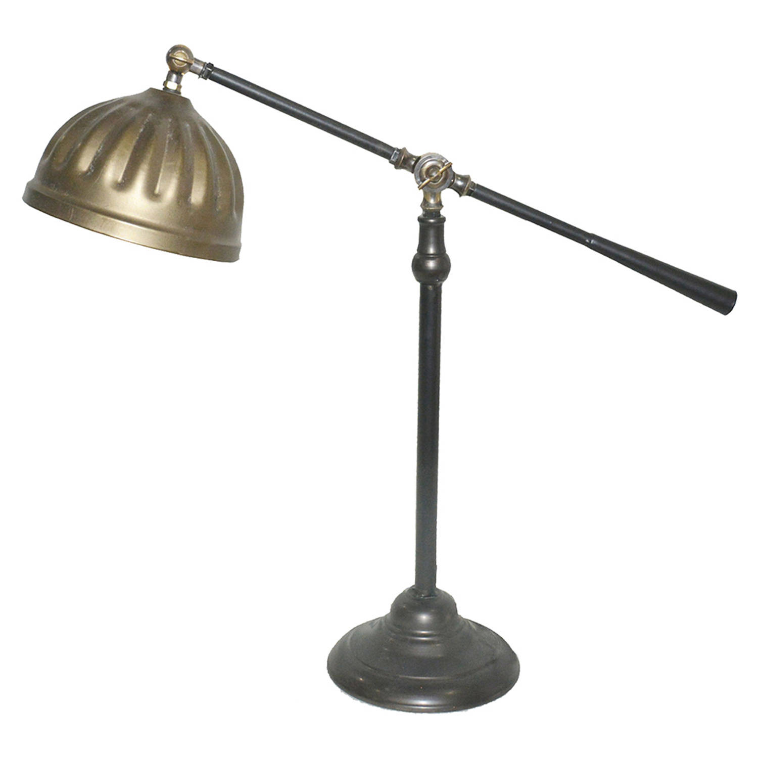 HAES DECO - Bureaulamp - Industrial - Vintage / Retro Lamp, formaat 62x19x62 cm - Bruin Metaal - Tafellamp, Sfeerlamp