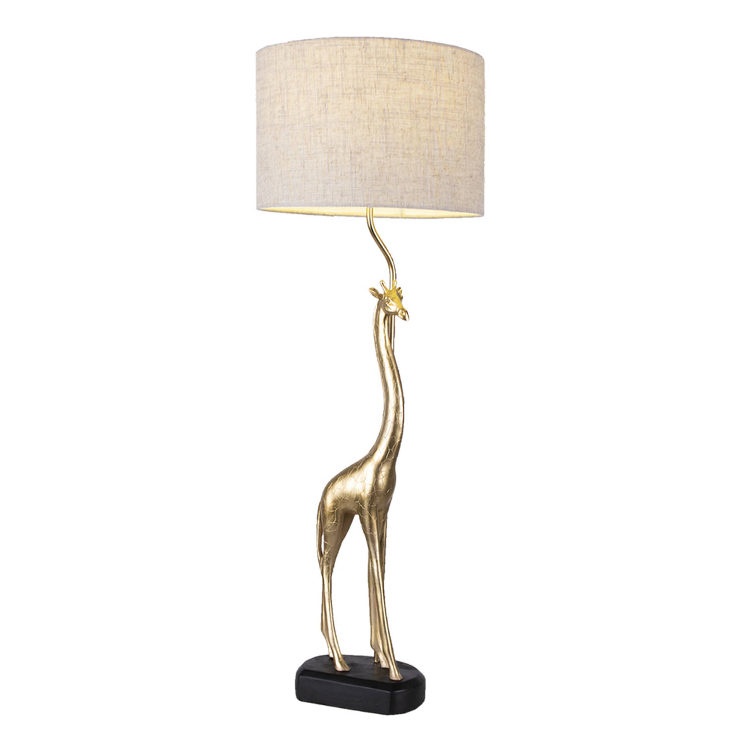 HAES DECO - Tafellamp - City Jungle - Goudkleurige Giraf, Formaat Ø 30x85 cm - Beige / Goudkleurig Polyresin - Bureaulamp, Sfeerlamp