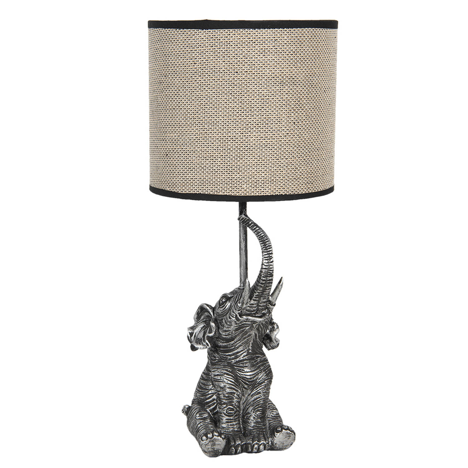 HAES DECO Tafellamp City Jungle Olifant Lamp, Ø 20x45 cm Beige-Grijs Bureaulamp, Sfeerlamp, Nachtlam