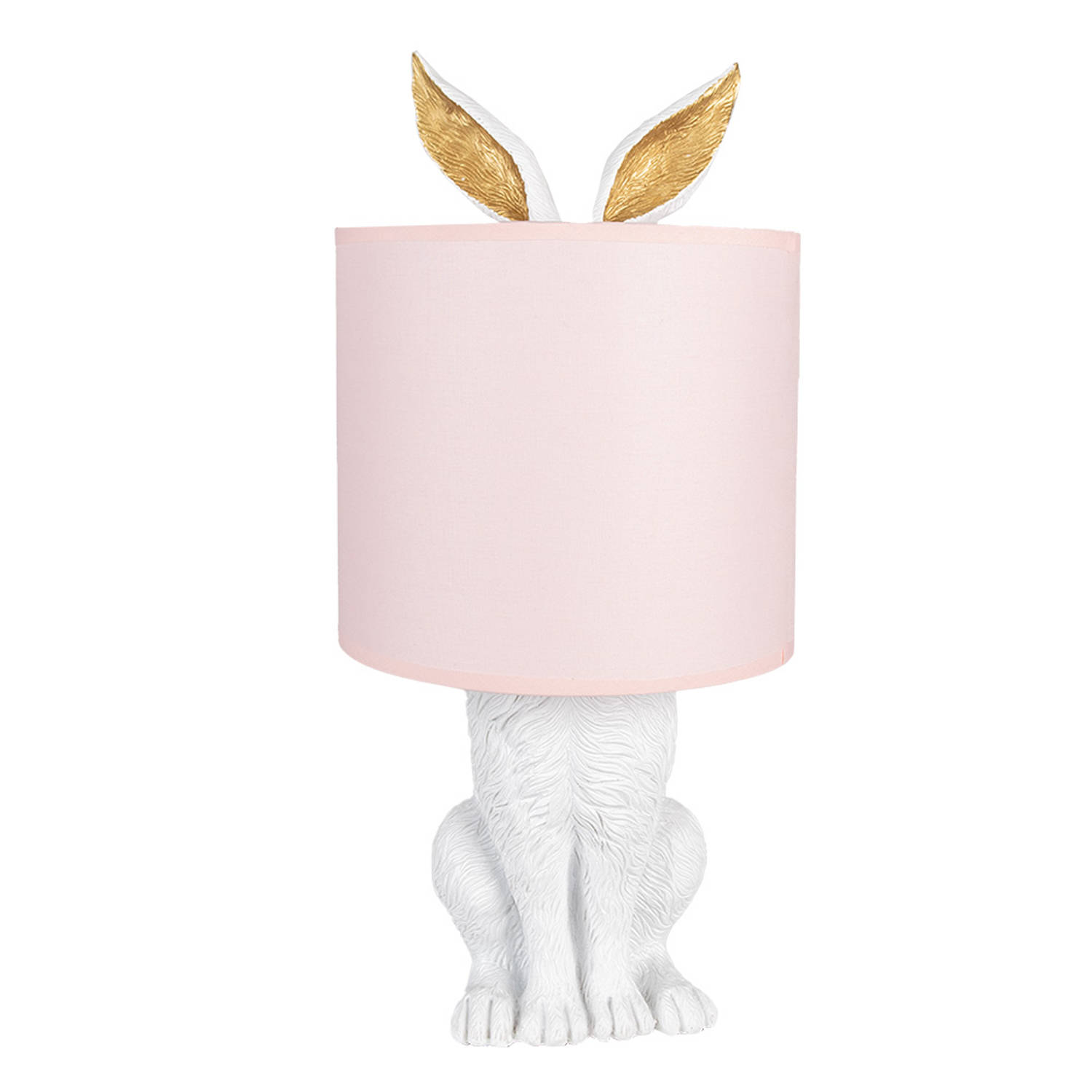 Haes Deco Tafellamp City Jungle Konijn In De Lamp, Ø 20x43 Cm Wit-roze Bureaulamp, Sfeerlamp, Nachtl