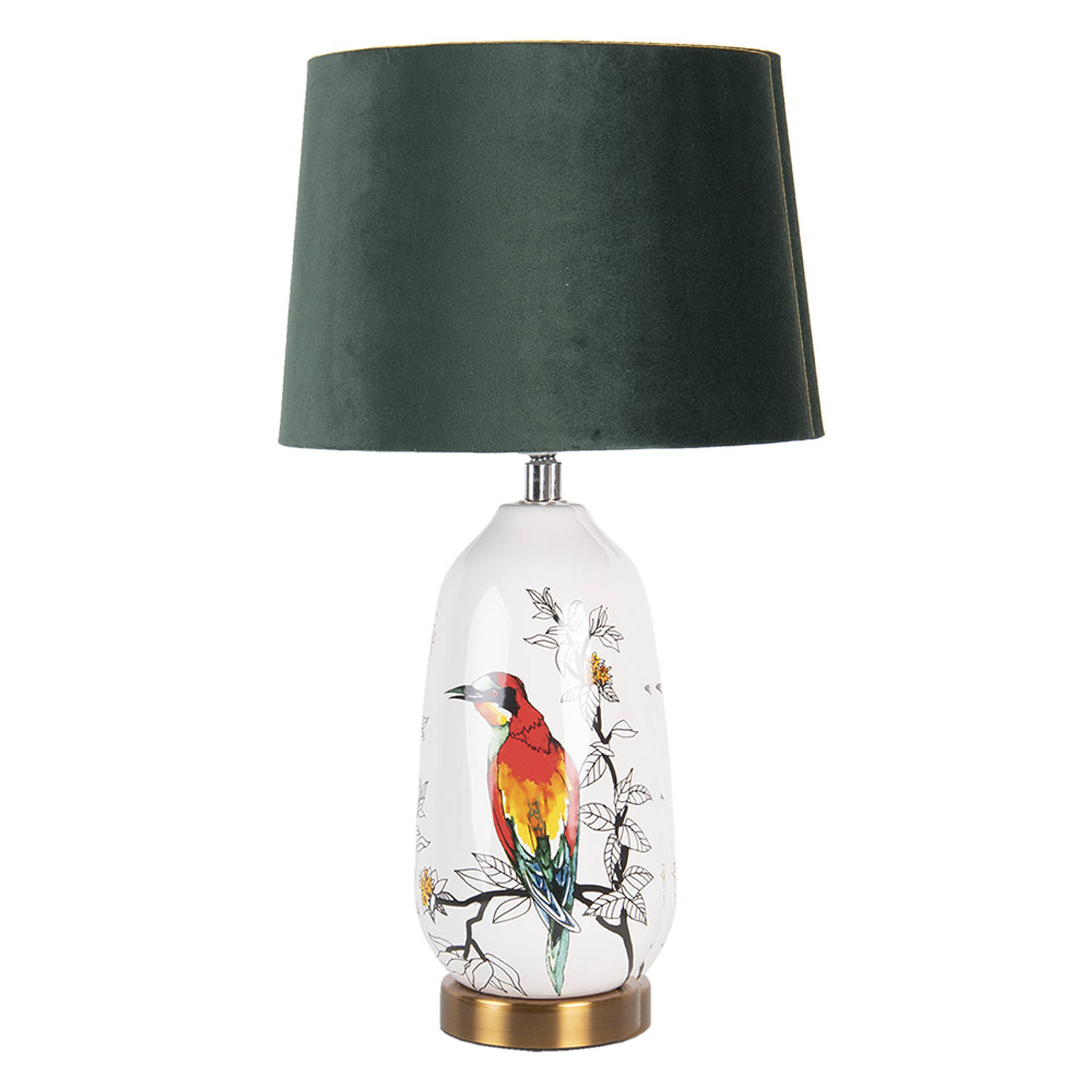 HAES DECO Tafellamp Modern Chic Vogel bedrukte Lamp, Ø 28*50 cm Goudkleurig Bureaulamp, Sfeerlamp, N