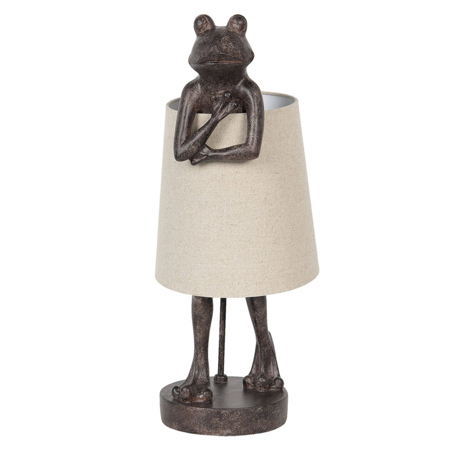 HAES DECO Tafellamp City Jungle Kikker in de Lamp, 23*23*56 cm Bureaulamp, Sfeerlamp, Nachtlampje