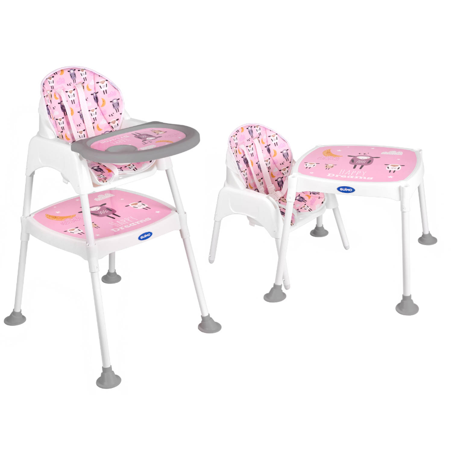Kinderstoel 3 in 1 - 5 punts veiligheidsgordel - Roze