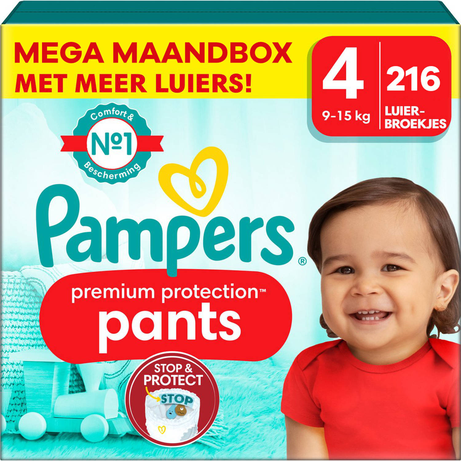 Pampers Premium Protection Pants Maat 4 Mega Maandbox 216 Stuks 9-15 Kg