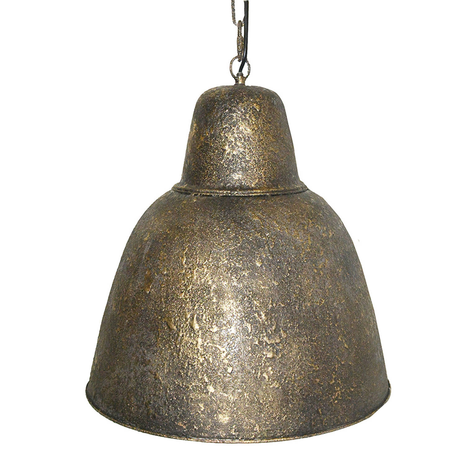 HAES DECO - Hanglamp - Industrial - Vintage / Retro Lamp, formaat Ø 40x44 cm - Goudkleurig / Bruin Metaal - Ronde Hanglamp Eettafel, Hanglamp Eetkamer