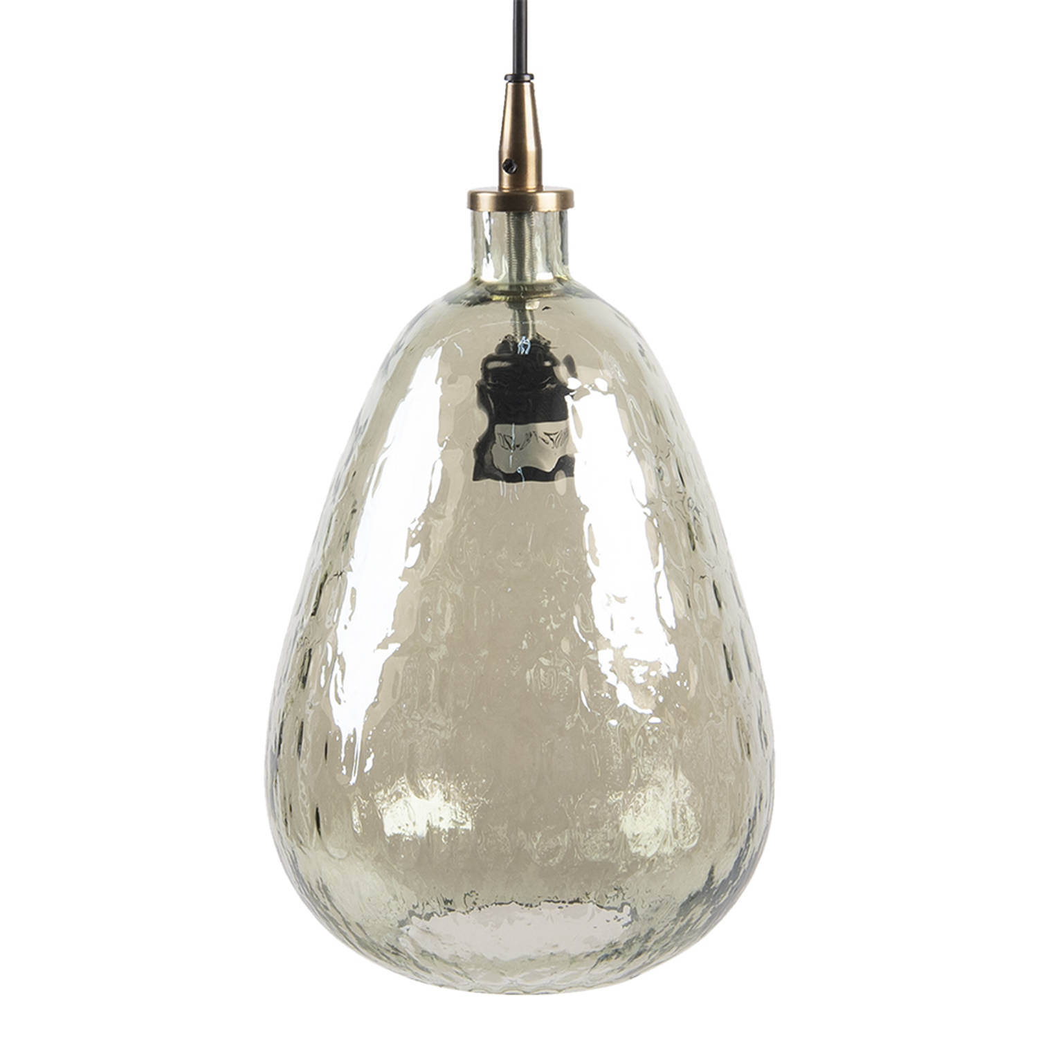 HAES DECO - Hanglamp - Natural Cosy - Glazen moderne Lamp, formaat Ø 19x35 cm - Groen Glas - Hanglamp Eettafel, Hanglamp Eetkamer