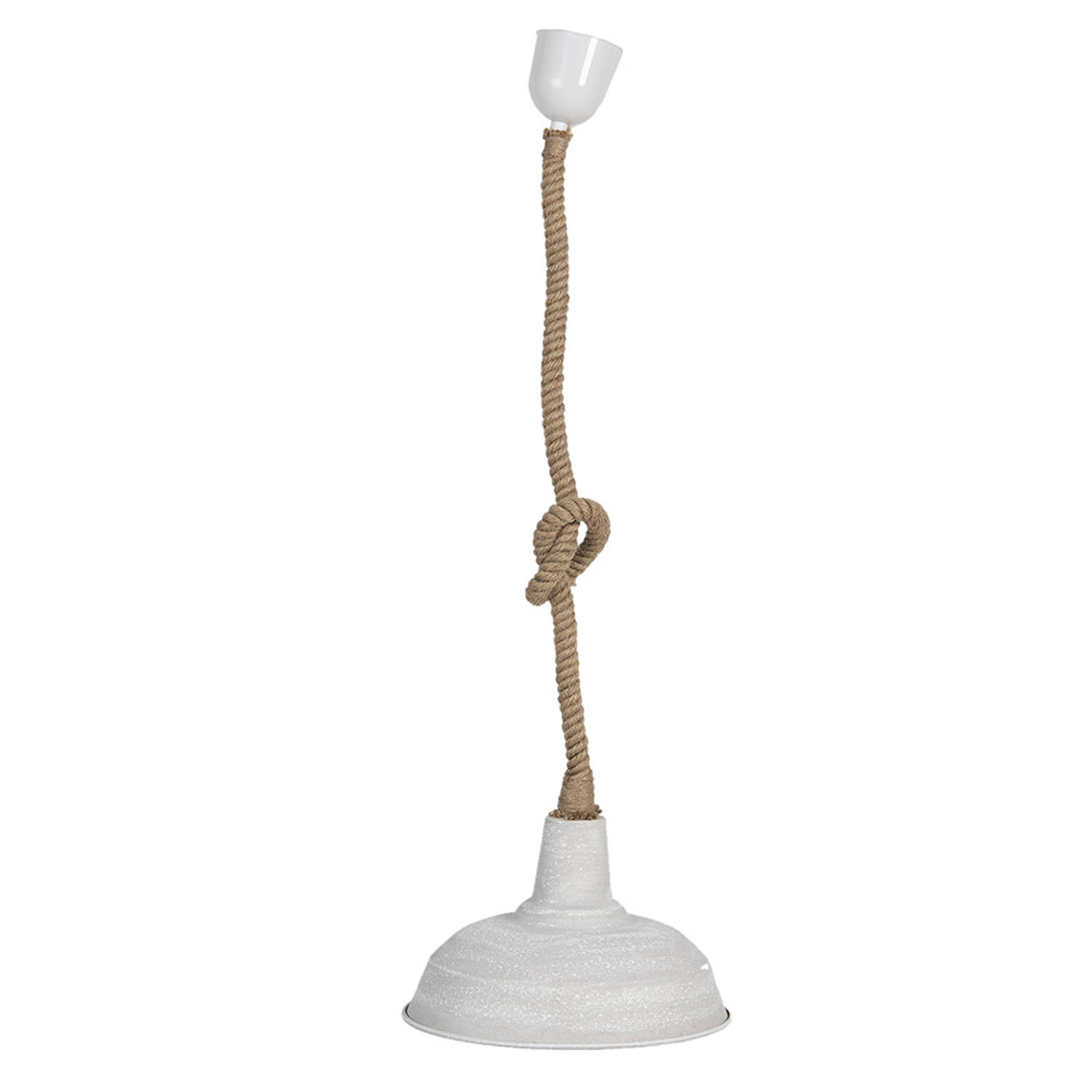 HAES DECO - Hanglamp - Industrial - Witte Vintage / Retro Lamp, Ø 25x16 cm - Ronde Hanglamp Eettafel, Hanglamp Eetkamer