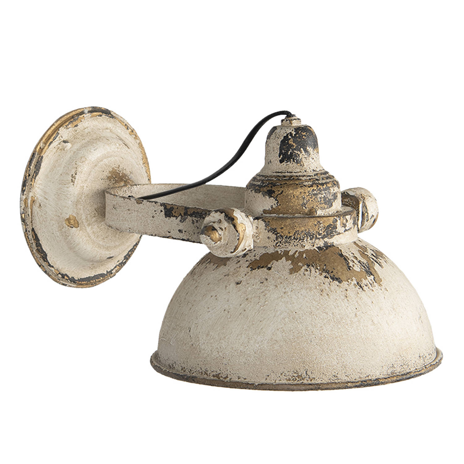 HAES DECO Wandlamp Shabby Chic Vintage-Retro Lamp, 30x21x18 cm Beige-Bruin Metaal Ronde Muurlamp, Sf