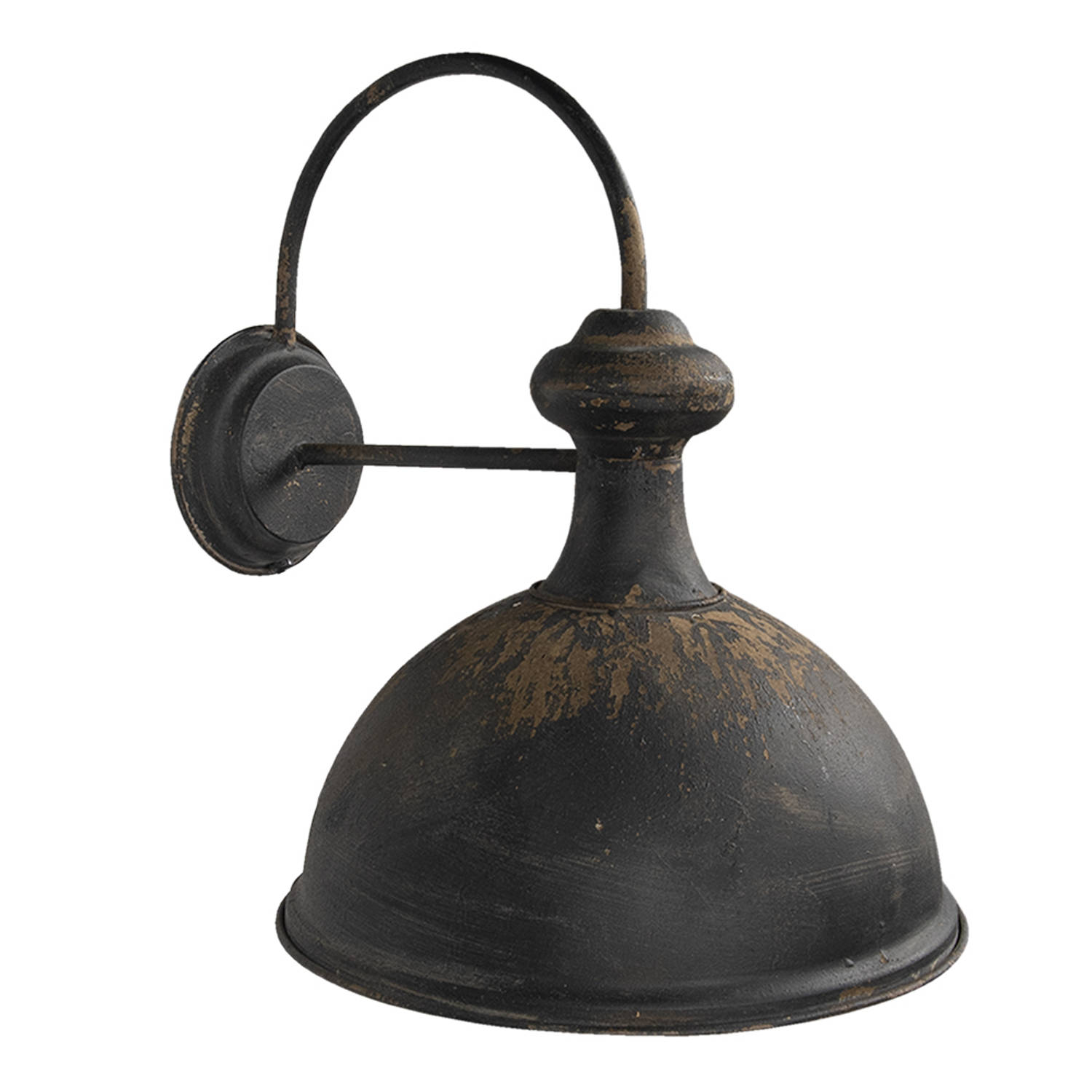 HAES DECO - Wandlamp - Industrial - Vintage / Retro Lamp, formaat 43x35x44 cm - Bruin Metaal - Ronde Muurlamp, Sfeerlamp