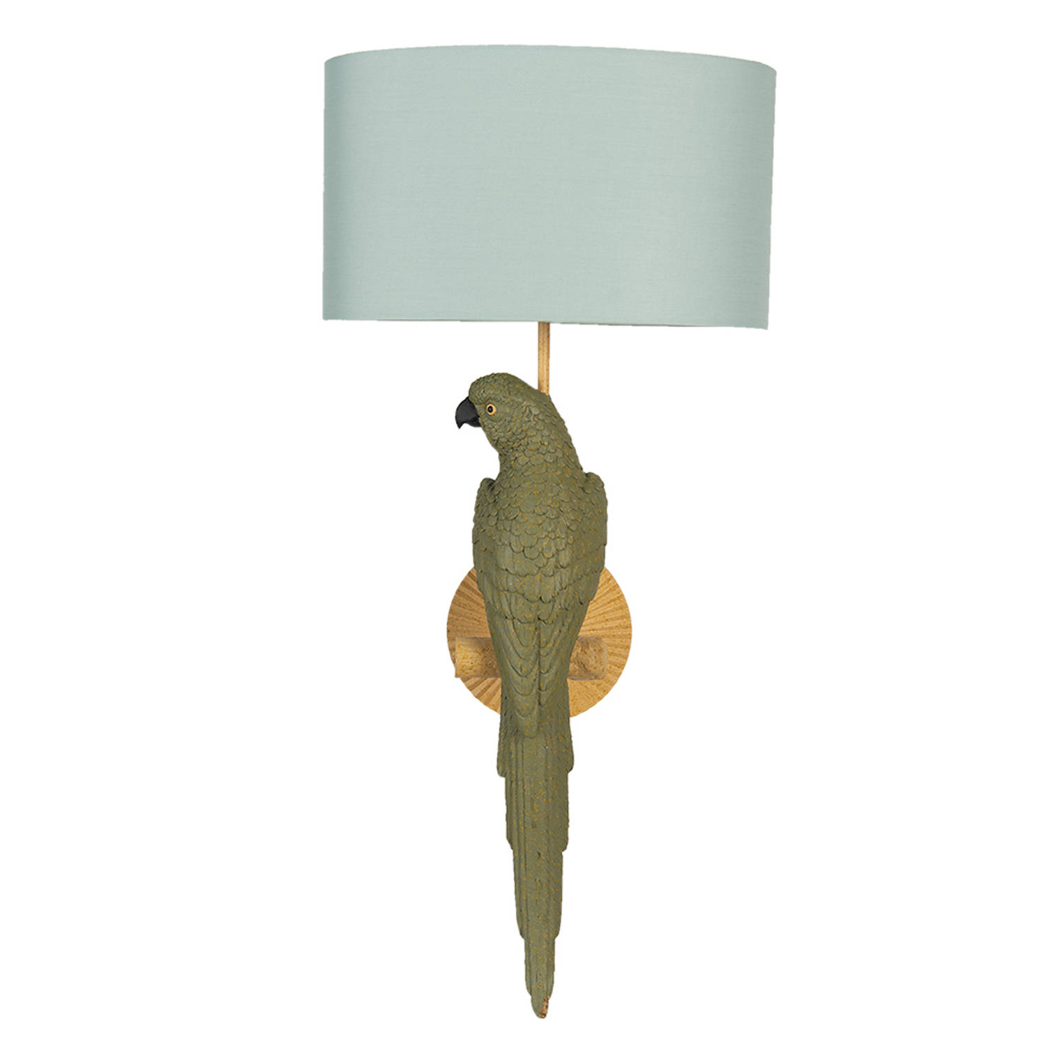 HAES DECO - Wandlamp - City Jungle - Papagaai Lamp, formaat Ø 23*44 cm - Groen Ovaal Polyresin - Muurlamp, Sfeerlamp