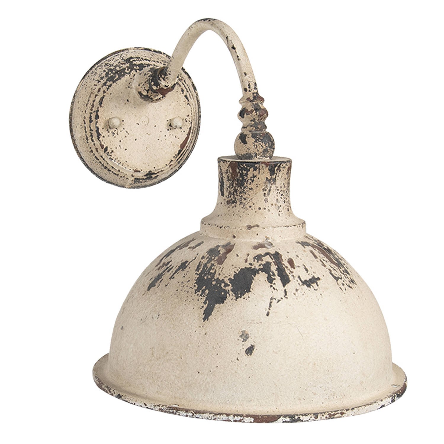 HAES DECO Wandlamp Industrial Vintage-Retro Lamp, 43x28x31 cm Wit Metaal Ronde Muurlamp, Sfeerlamp