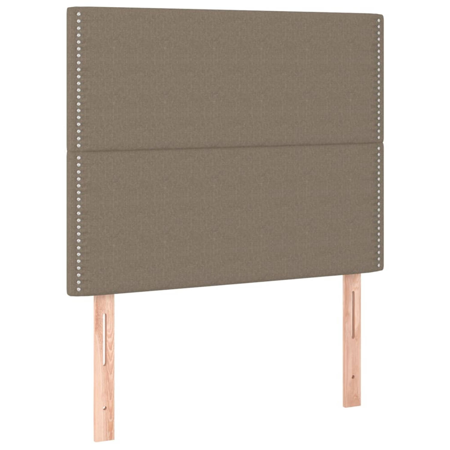 The Living Store Hoofdbord - Hoofdeind 2x - Taupe - 100 x 5 x 118/128 cm - Stof - hout