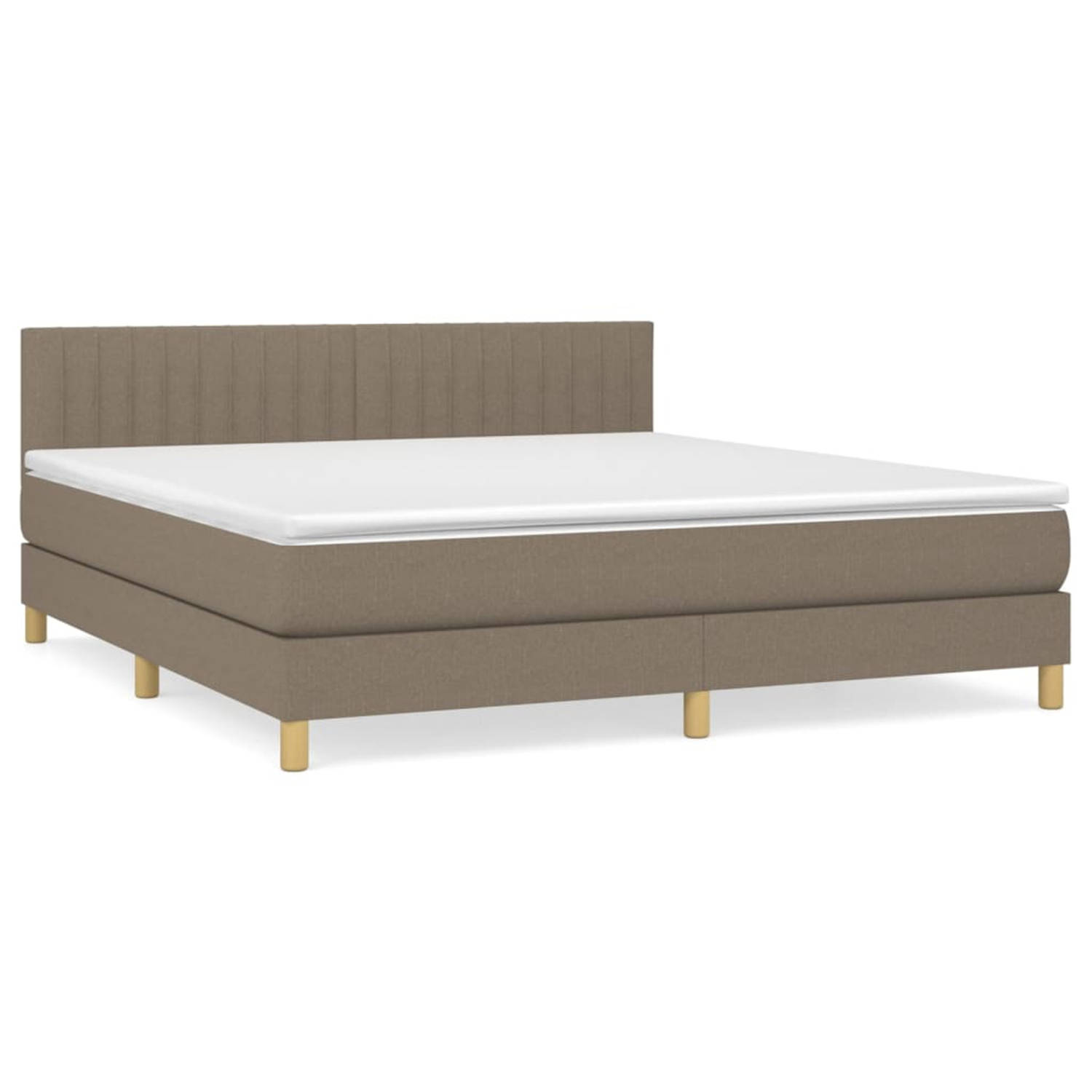 vidaXL Boxspring met matras stof taupe 180x200 cm