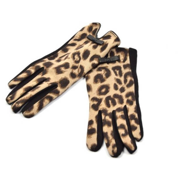 Zachte dames handschoenen Let's Snake Zwart Camel Slangenprint Handschoenen Dames Handschoenen Warm Touch - Trendy