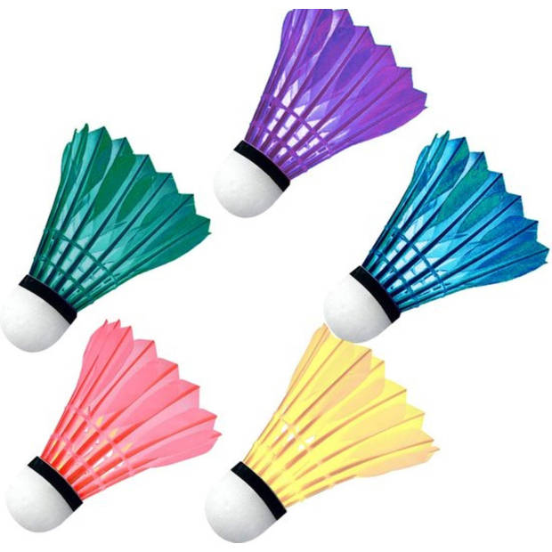 5x Veren badminton shuttles gekleurd Donnay - Badminton accessoires