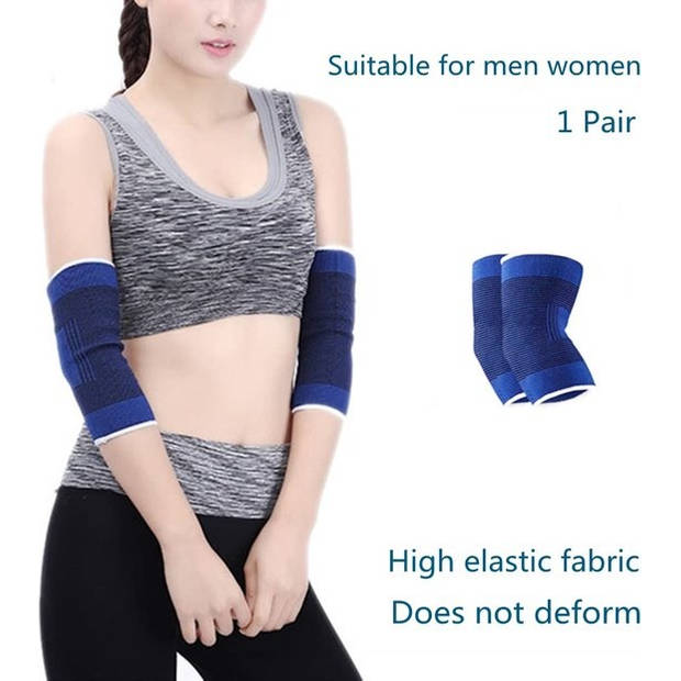 Bandages Elleboogbeschermers medium - 2 stuks - blauw - Elleboog brace elastisch 2 stuks