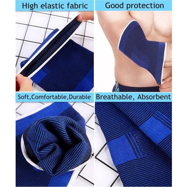 Bandages Elleboogbeschermers medium - 2 stuks - blauw - Elleboog brace elastisch 2 stuks