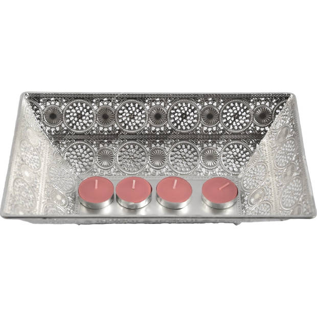 Set of 3 beautiful decorative bowls-Metal tray silver 28x17 cm rectangular Decorative trays Metal Tray Decoration