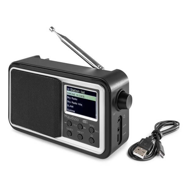 Audizio Anzio draagbare DAB radio met Bluetooth, FM radio en accu - Zwart