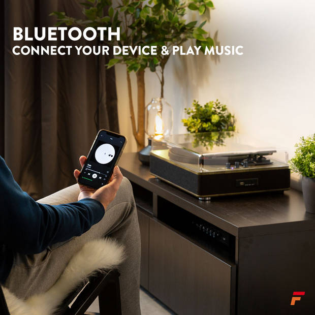 Fenton RP162LW hifi retro platenspeler met Bluetooth in/out en speakers - Hout (Lightwood)