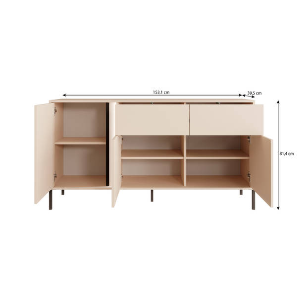 Meubella Dressoir Desert - Beige - 153 cm - 2 lades