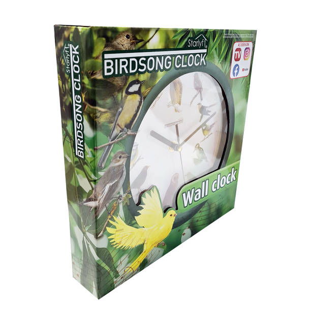 Starlyf Birdsong Clock - Klok met Vogelgeluiden elk uur incl. Vogelboekje