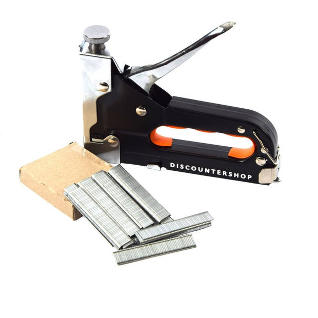 Handtacker Set 1 stuks Krachtig Nietpistool met Nietjes Robuuste Nietmachine Oranje & Zwart Compact Design -