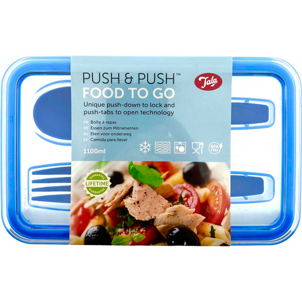 Tala Push & Push Lunchbox Met Bestek 1100ml