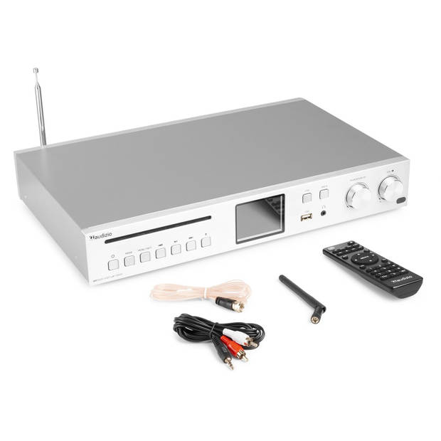 DAB radio met Bluetooth - Audizio Brescia - Internet radio met wifi, mp3, cd en speakers - Zilver