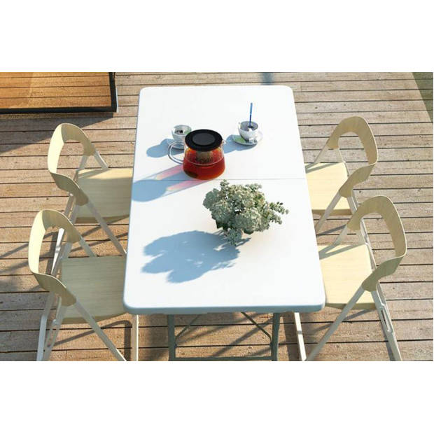 Vouwtafel Opvouwbare Picknick tafel BBQ Klaptafel camping tafel draagbare 180X76X74CM Wit | Blokker