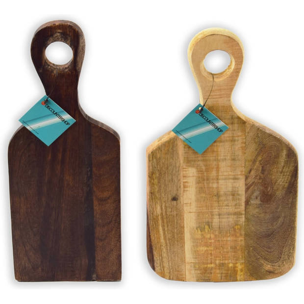 Set van 2 Handgemaakte mango hout snijplank - kaasplank - snijplank - serveerschaal - houten dienblad - hakblok