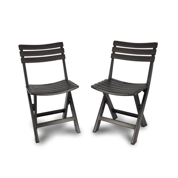 2x Klapstoel Opvouwbare stoel Campingstoel Tuinstoel Zwart Kunststof Duurzaam Comfortabel Voor binnen