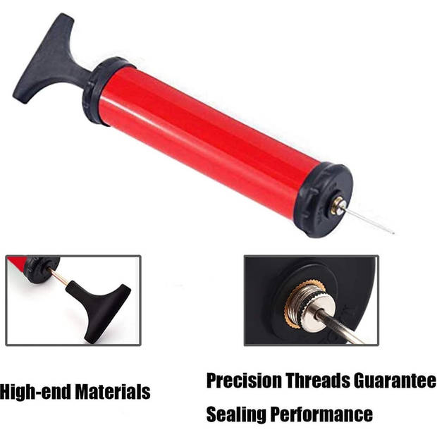 Rode Ballenpomp 23cm - Handpomp voor Voetbal - Pomp voor Ballen - Luchtpomp - Inclusief Naald – Discountershop