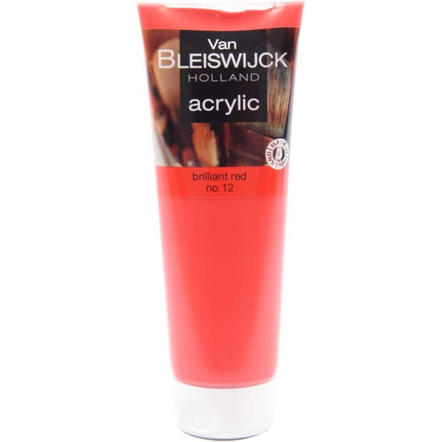 Acryl verf 250 ML - Watervaste verf - Acrylverf rood - Briljant rood nummer 12