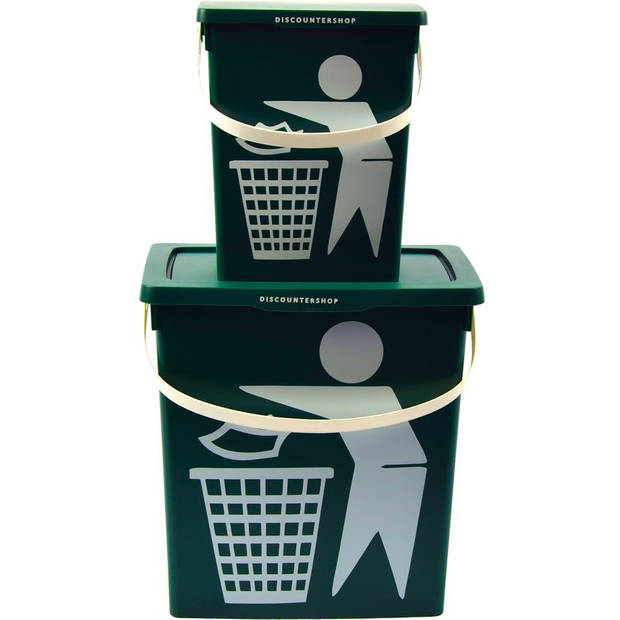 Handig klein afvalbak Afvalemmer containertje 100% BIO recyclable organisch afval 11/4.5 liter Groen/Grijs 4 Stuks