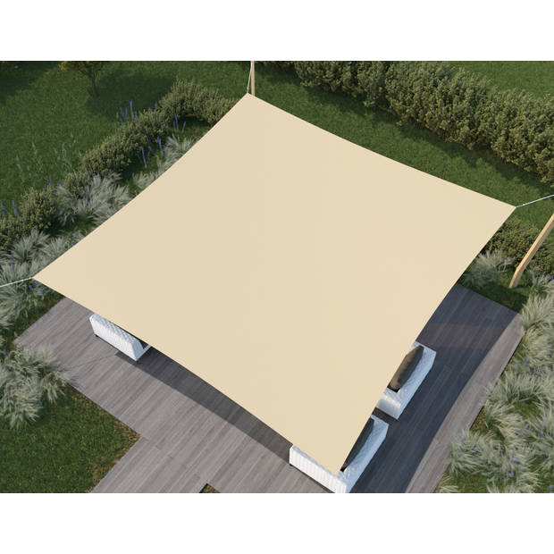 hanSe® Schaduwdoek Vierkant Waterafstotend 6x6 m Zonnedoek Creme