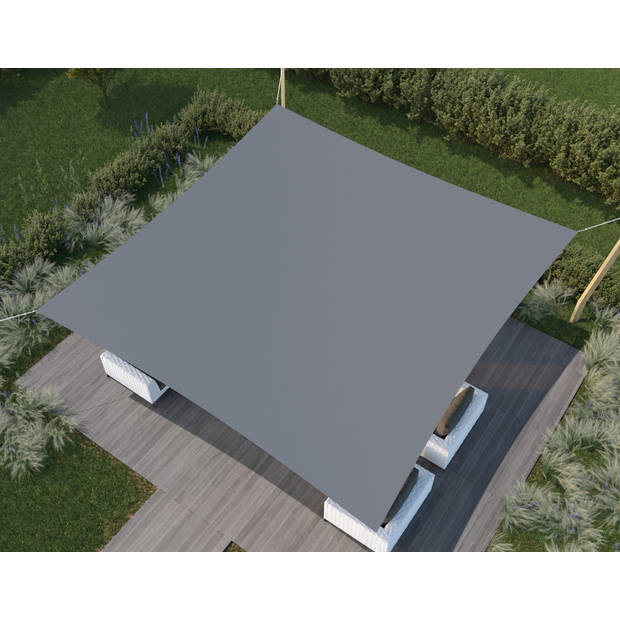 hanSe® Schaduwdoek Vierkant Waterdoorlatend 5x5 m Zonnedoek Grijs