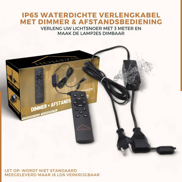 Homezie Lichtsnoer 36 meter met 60 LED bulbs Waterdicht Warm wit Koppelbaar & Dimbaar Lampjes slinger