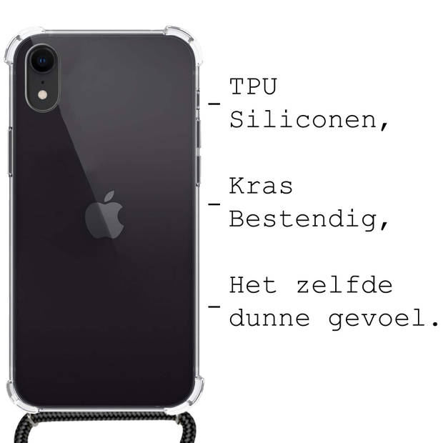 Basey iPhone XR Hoesje Met Koord Hoes Siliconen Case -Transparant