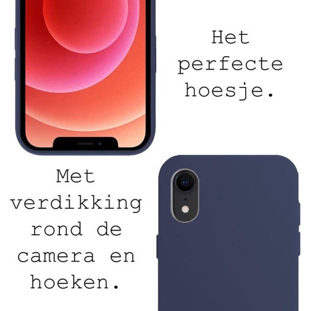 Basey iPhone XR Hoesje Siliconen Hoes Case Cover -Donkerblauw